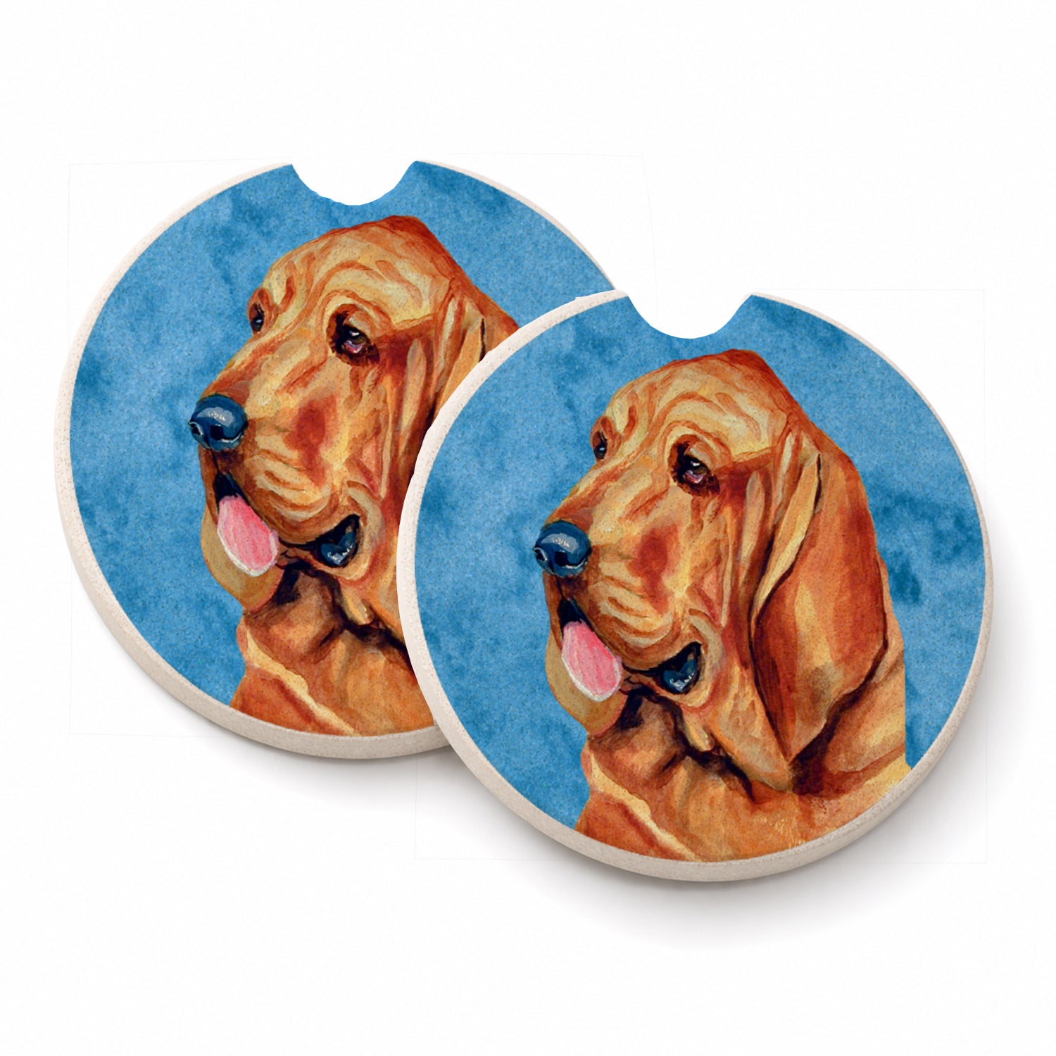 Blue Bloodhound Set of 2 Cup Holder Car Coasters Absorbent Round Sandstone Coasters Gifts for Men or Women, 2.5, Multicolor
