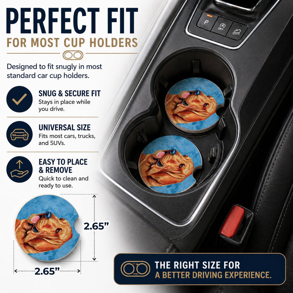 Blue Bloodhound Set of 2 Cup Holder Car Coasters Absorbent Round Sandstone Coasters Gifts for Men or Women, 2.5, Multicolor