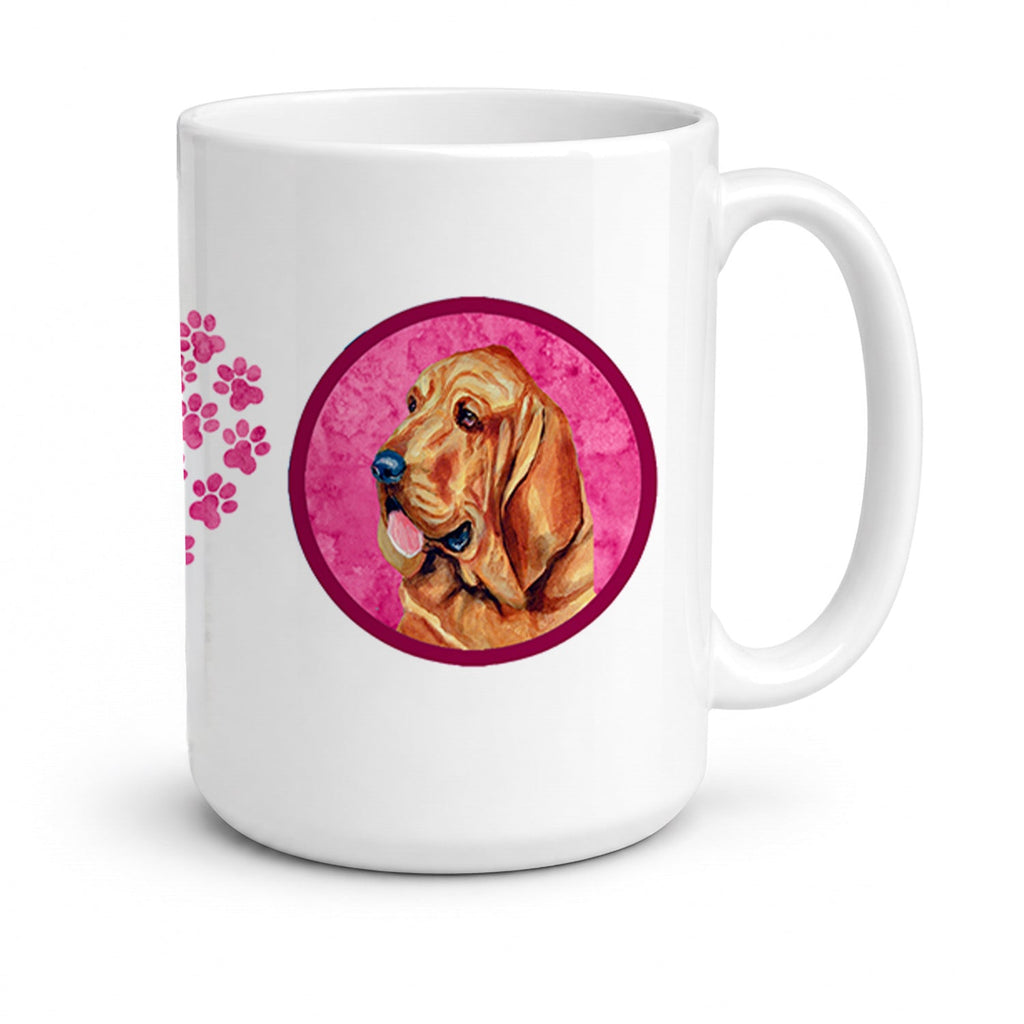 Pink Bloodhound Ceramic Coffee Mug 15 oz Decorative Large C Handle Mug Cup for Tea, Cocoa Hot Chocolate