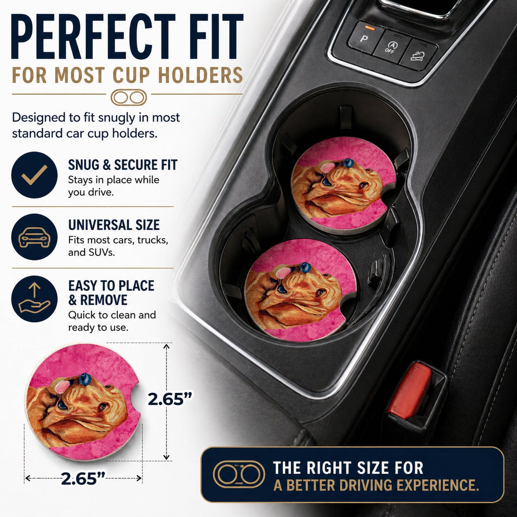 Pink Bloodhound Set of 2 Cup Holder Car Coasters Absorbent Round Sandstone Coasters Gifts for Men or Women, 2.5, Multicolor