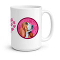 Pink Basset Hound Ceramic Coffee Mug 15 oz Decorative Large C Handle Mug Cup for Tea, Cocoa Hot Chocolate