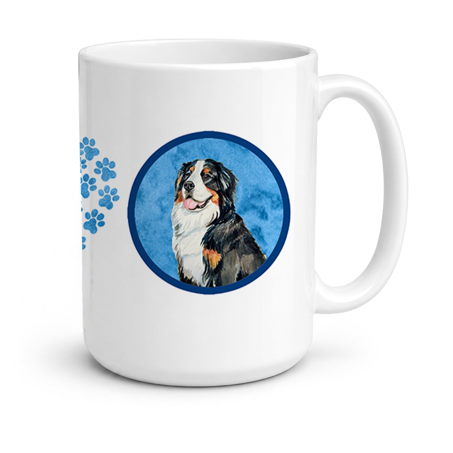 Blue Bernese Mountain Dog Ceramic Coffee Mug 15 oz Decorative Large C Handle Mug Cup for Tea, Cocoa Hot Chocolate