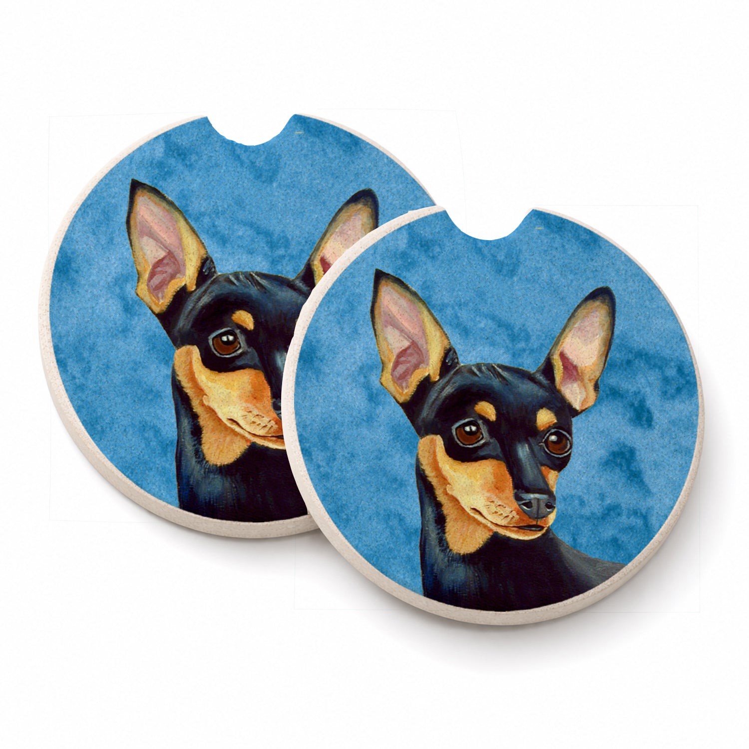 Blue Min Pin Set of 2 Cup Holder Car Coasters Absorbent Round Sandstone Coasters Gifts for Men or Women, 2.5, Multicolor