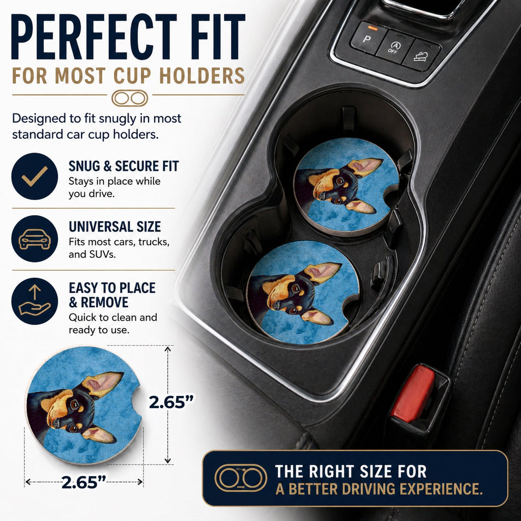 Blue Min Pin Set of 2 Cup Holder Car Coasters Absorbent Round Sandstone Coasters Gifts for Men or Women, 2.5, Multicolor