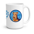 Blue Airedale Ceramic Coffee Mug 15 oz Decorative Large C Handle Mug Cup for Tea, Cocoa Hot Chocolate