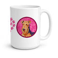 Pink Airedale Ceramic Coffee Mug 15 oz Decorative Large C Handle Mug Cup for Tea, Cocoa Hot Chocolate