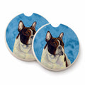 Blue French Bulldog Set of 2 Cup Holder Car Coasters Absorbent Round Sandstone Coasters Gifts for Men or Women, 2.5, Multicolor