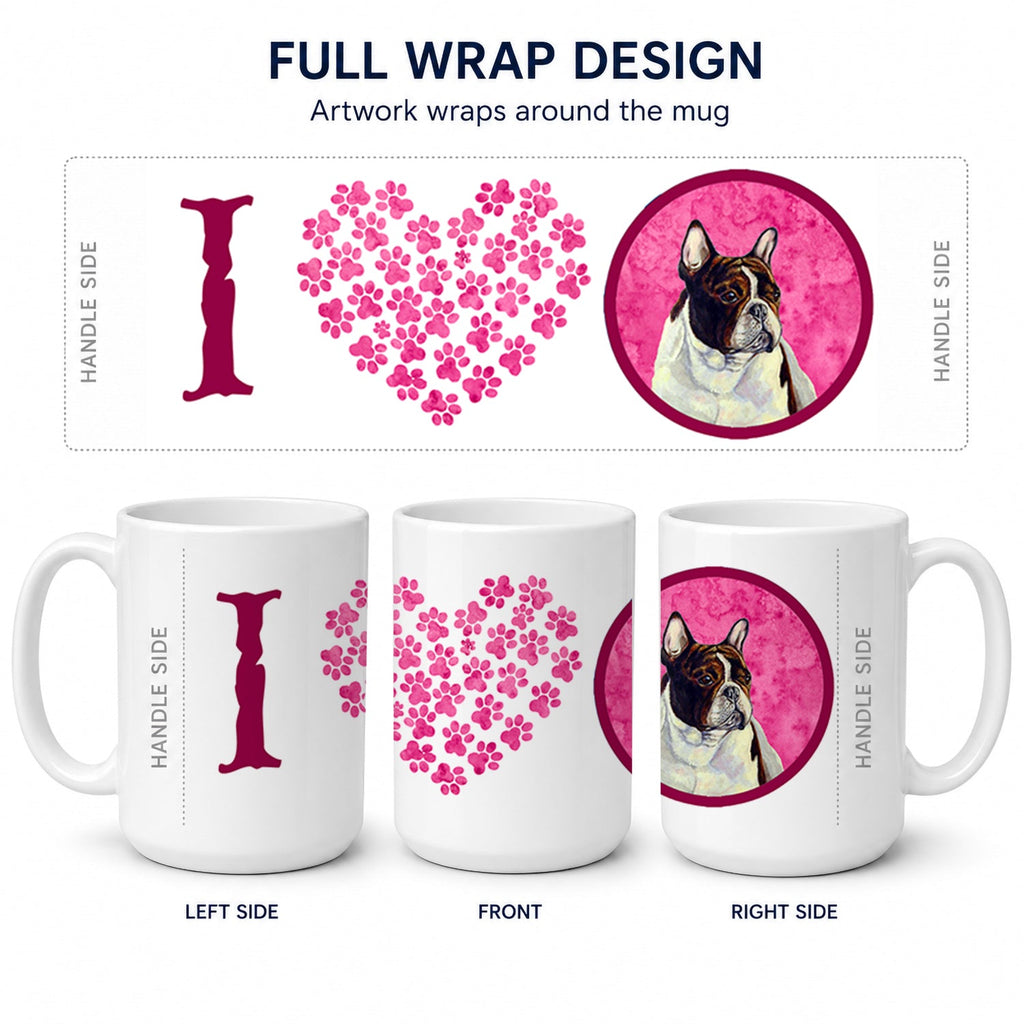 Pink French Bulldog Ceramic Coffee Mug 15 oz Decorative Large C Handle Mug Cup for Tea, Cocoa Hot Chocolate