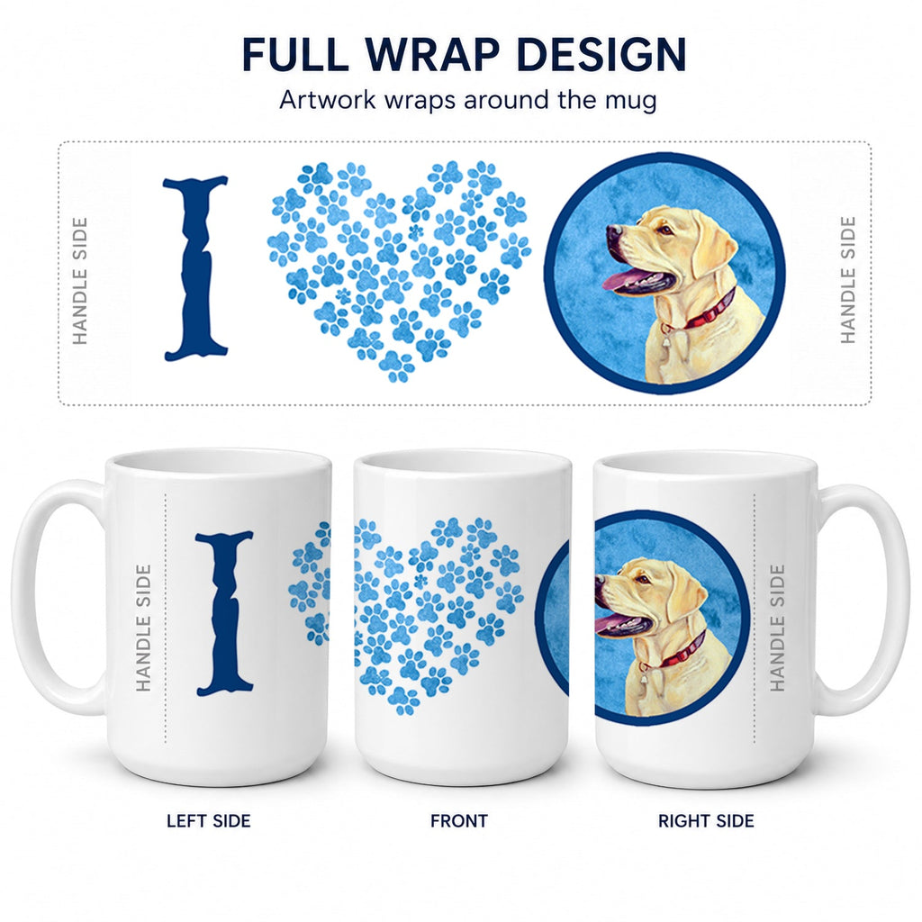 Blue Labrador Ceramic Coffee Mug 15 oz Decorative Large C Handle Mug Cup for Tea, Cocoa Hot Chocolate