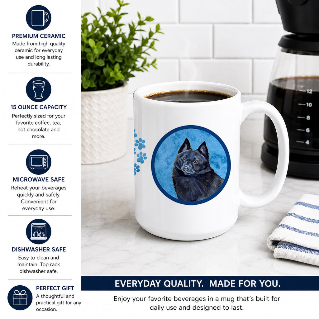 Blue Schipperke Ceramic Coffee Mug 15 oz Decorative Large C Handle Mug Cup for Tea, Cocoa Hot Chocolate