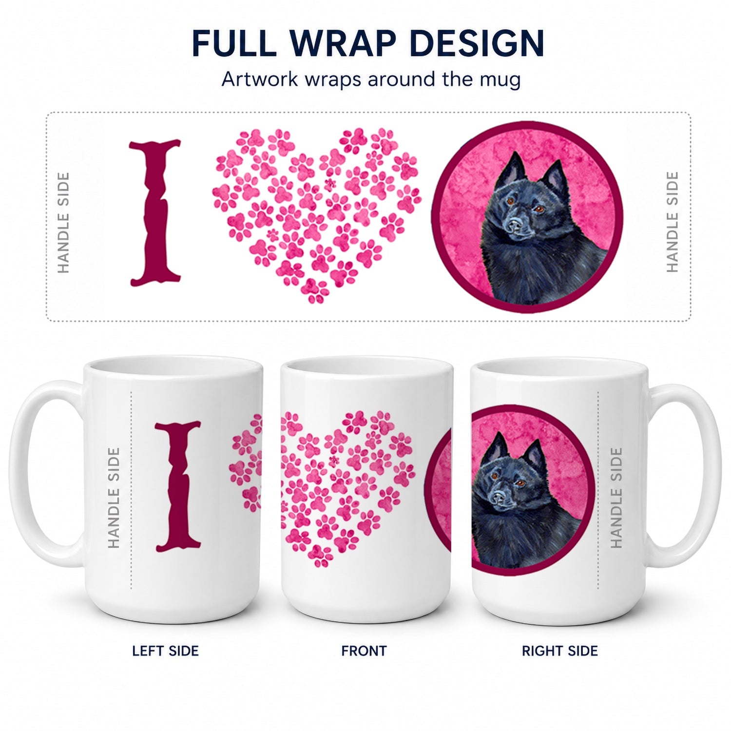 Pink Schipperke Ceramic Coffee Mug 15 oz Decorative Large C Handle Mug Cup for Tea, Cocoa Hot Chocolate