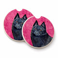 Pink Schipperke Set of 2 Cup Holder Car Coasters Absorbent Round Sandstone Coasters Gifts for Men or Women, 2.5, Multicolor