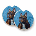 Blue French Bulldog Set of 2 Cup Holder Car Coasters Absorbent Round Sandstone Coasters Gifts for Men or Women, 2.5, Multicolor