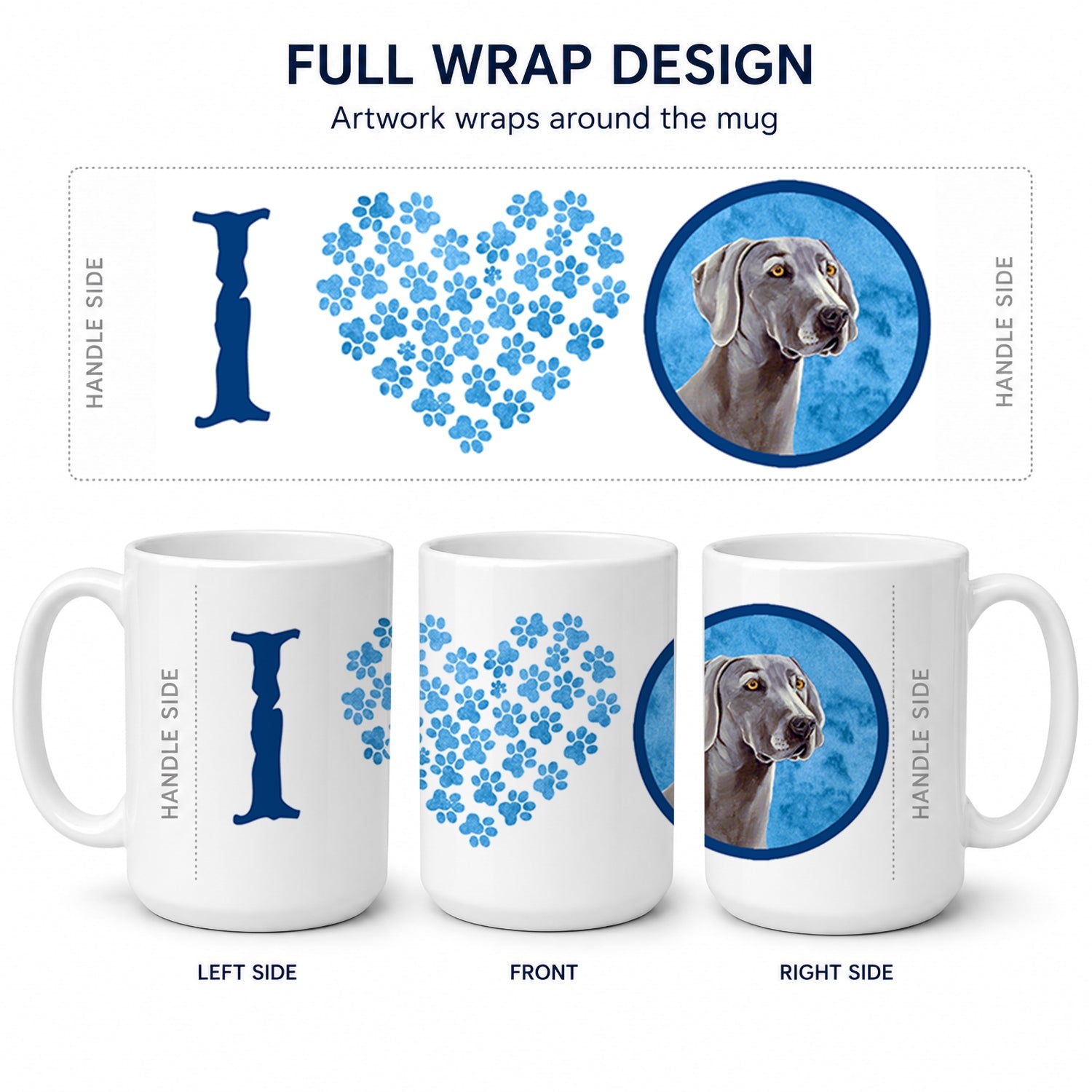 Blue Weimaraner Ceramic Coffee Mug 15 oz Decorative Large C Handle Mug Cup for Tea, Cocoa Hot Chocolate