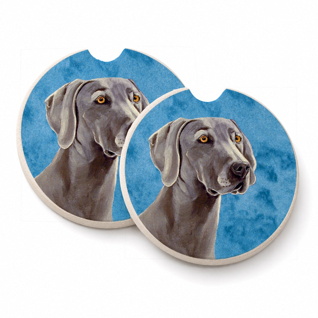 Blue Weimaraner Set of 2 Cup Holder Car Coasters Absorbent Round Sandstone Coasters Gifts for Men or Women, 2.5, Multicolor