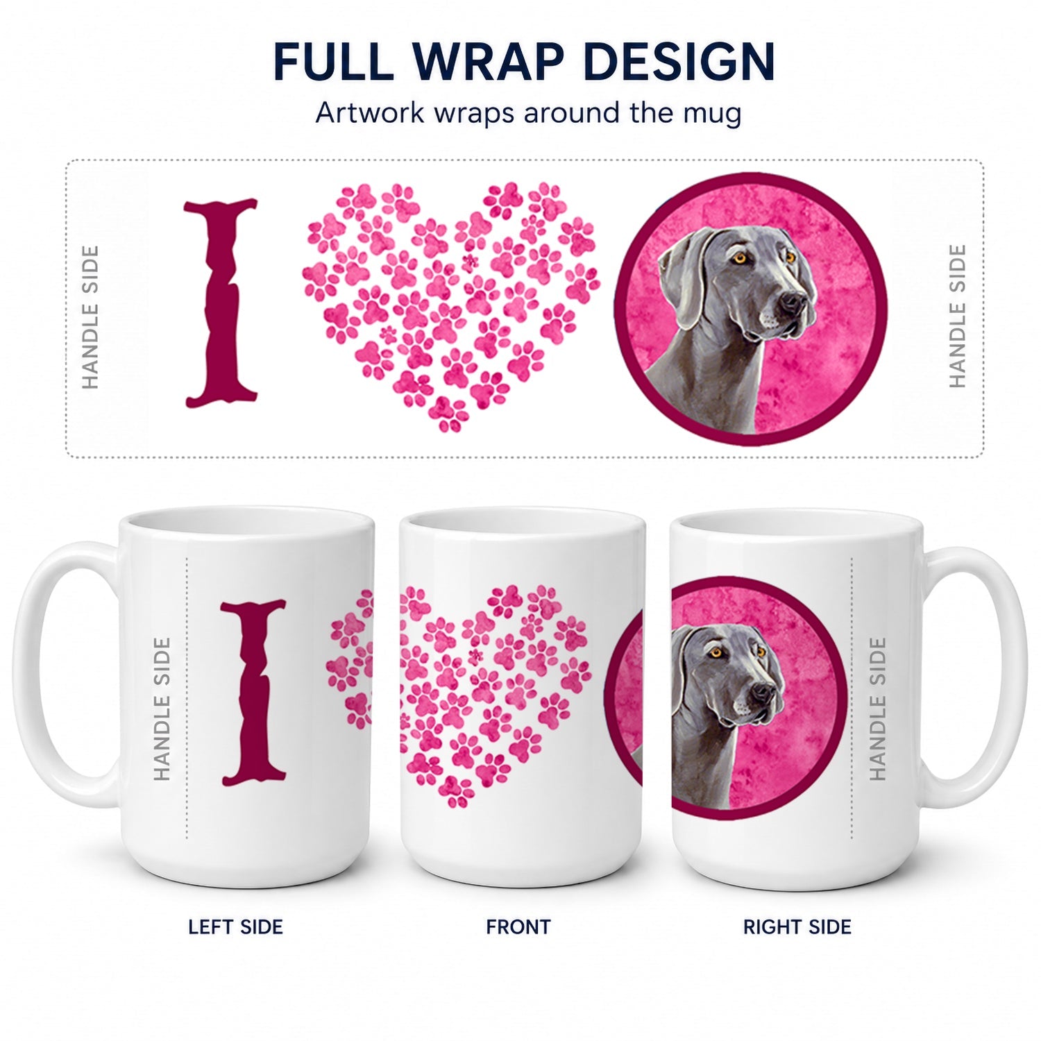 Pink Weimaraner Ceramic Coffee Mug 15 oz Decorative Large C Handle Mug Cup for Tea, Cocoa Hot Chocolate