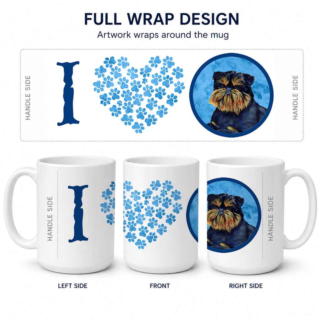 Blue Brussels Griffon Ceramic Coffee Mug 15 oz Decorative Large C Handle Mug Cup for Tea, Cocoa Hot Chocolate