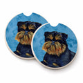 Blue Brussels Griffon Set of 2 Cup Holder Car Coasters Absorbent Round Sandstone Coasters Gifts for Men or Women, 2.5, Multicolor