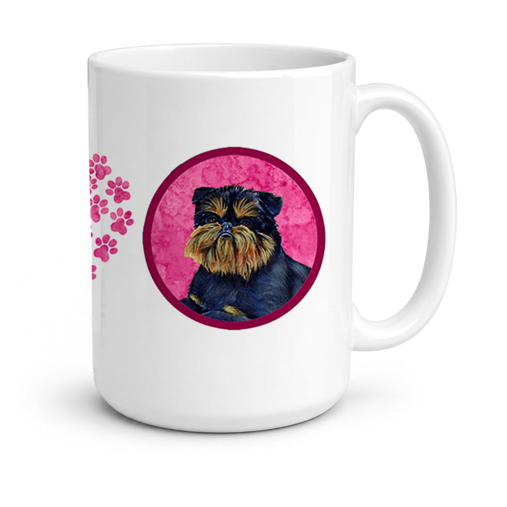 Pink Brussels Griffon Ceramic Coffee Mug 15 oz Decorative Large C Handle Mug Cup for Tea, Cocoa Hot Chocolate
