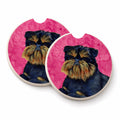 Pink Brussels Griffon Set of 2 Cup Holder Car Coasters Absorbent Round Sandstone Coasters Gifts for Men or Women, 2.5, Multicolor