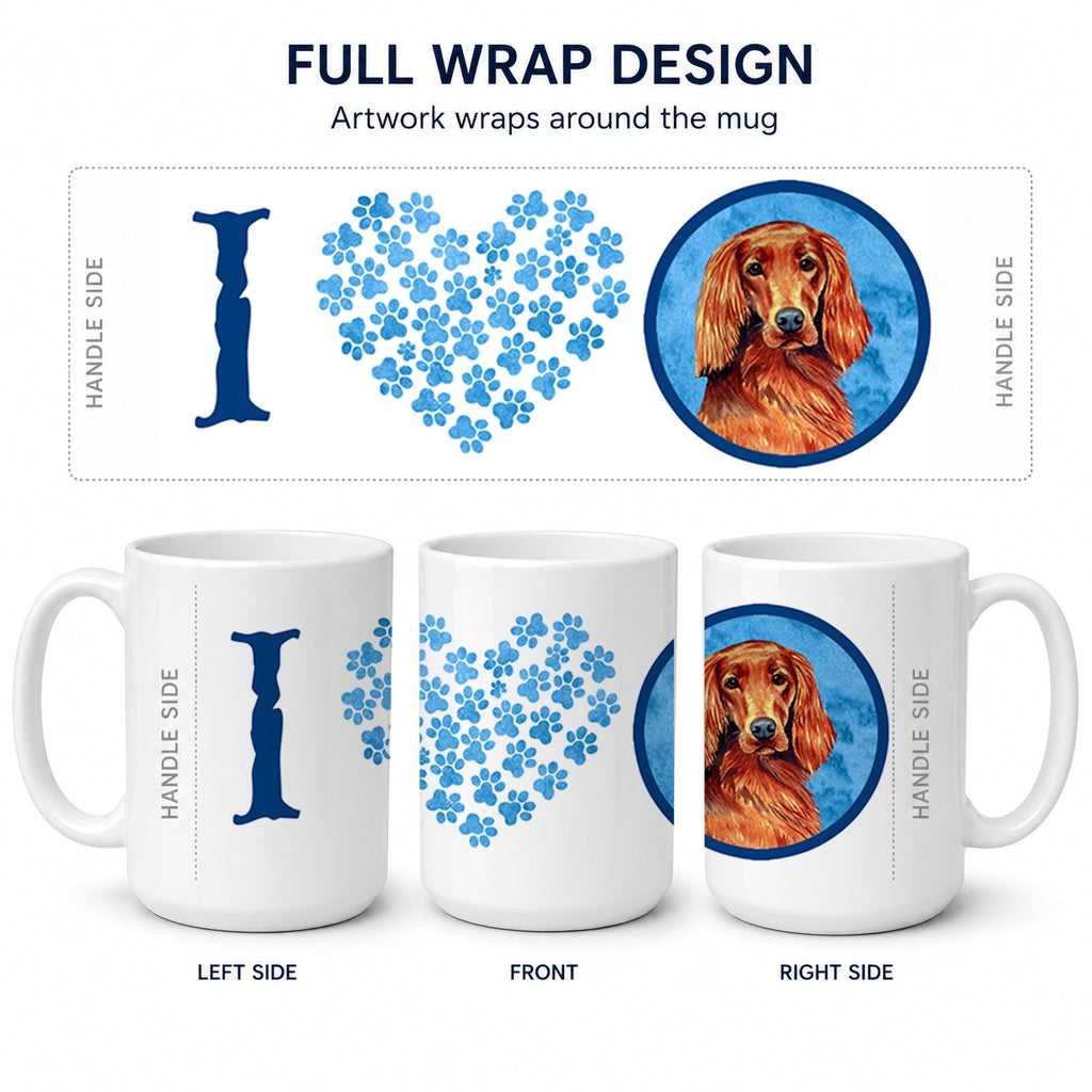 Blue Irish Setter Ceramic Coffee Mug 15 oz Decorative Large C Handle Mug Cup for Tea, Cocoa Hot Chocolate