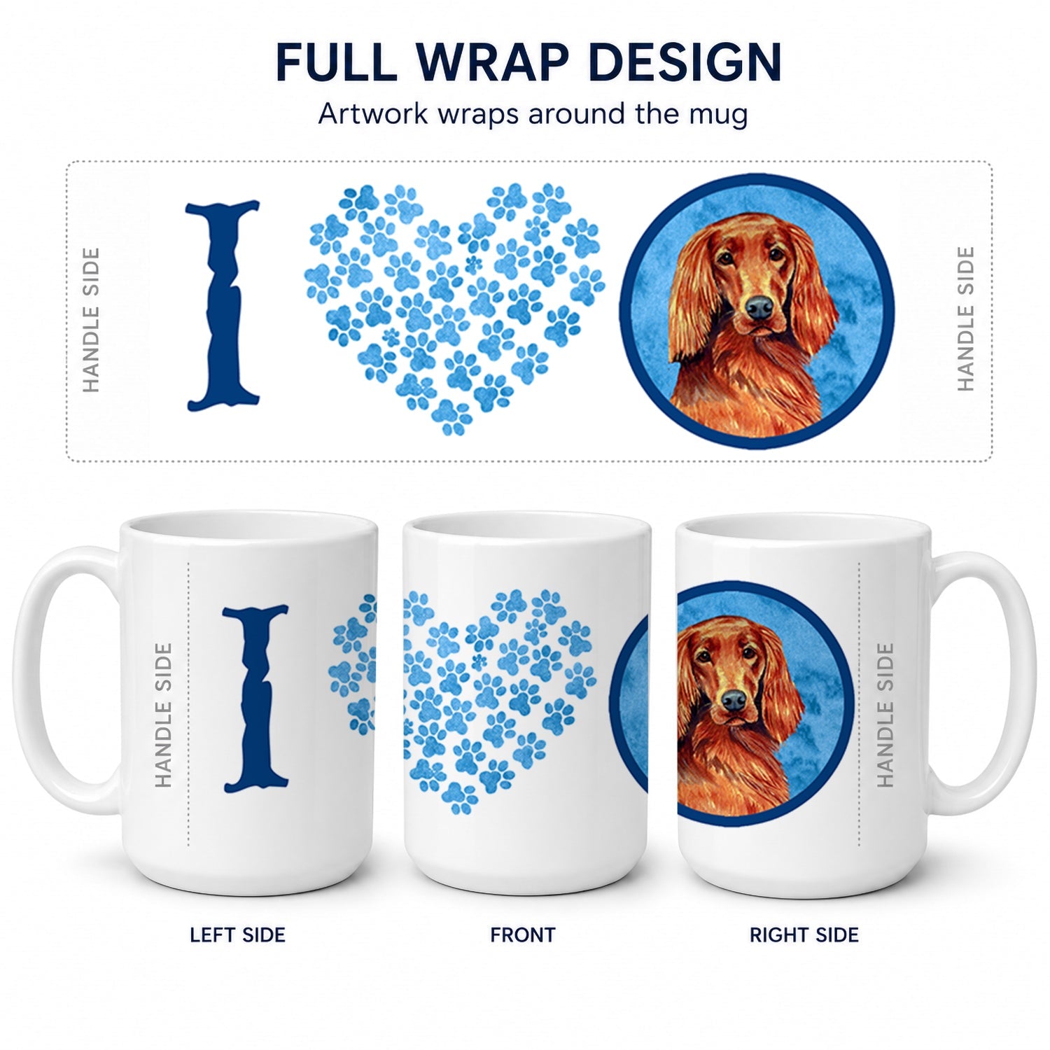 Blue Irish Setter Ceramic Coffee Mug 15 oz Decorative Large C Handle Mug Cup for Tea, Cocoa Hot Chocolate