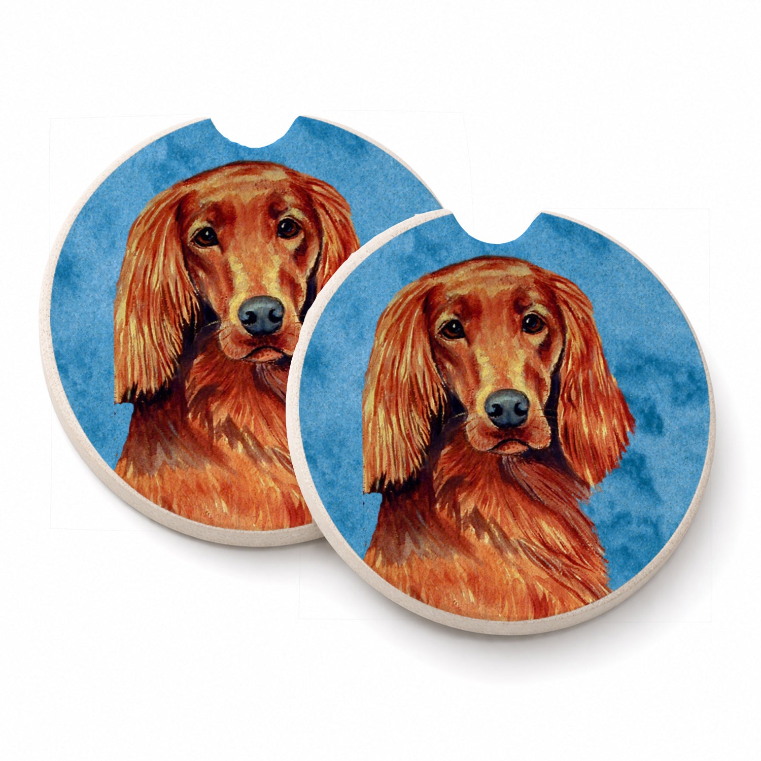 Blue Irish Setter Set of 2 Cup Holder Car Coasters Absorbent Round Sandstone Coasters Gifts for Men or Women, 2.5, Multicolor