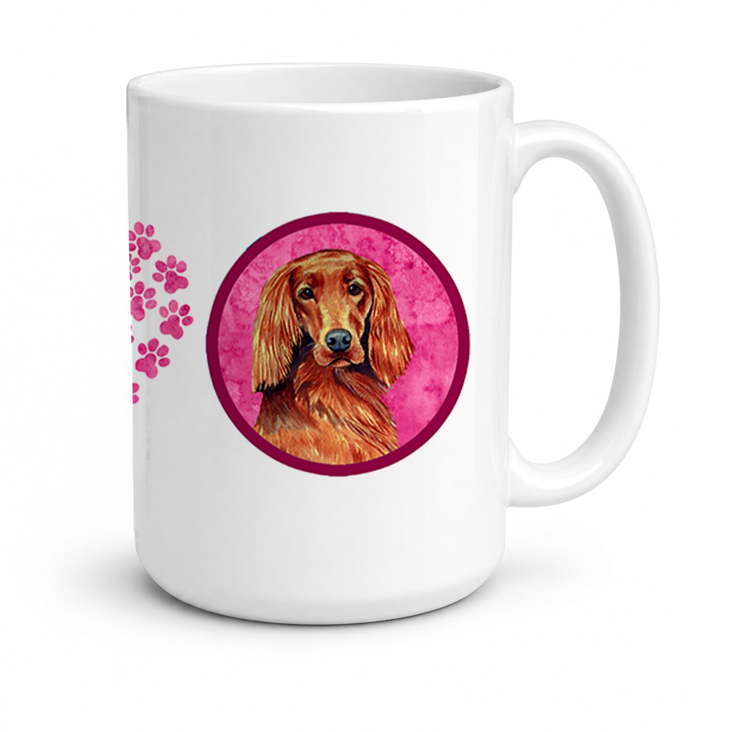 Pink Irish Setter Ceramic Coffee Mug 15 oz Decorative Large C Handle Mug Cup for Tea, Cocoa Hot Chocolate