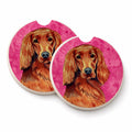 Pink Irish Setter Set of 2 Cup Holder Car Coasters Absorbent Round Sandstone Coasters Gifts for Men or Women, 2.5, Multicolor