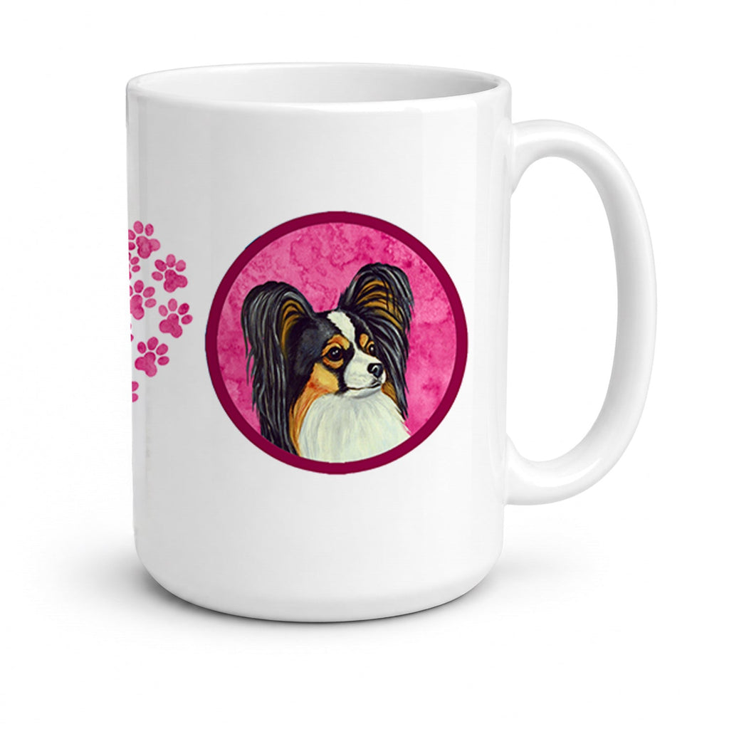 Pink Papillon Ceramic Coffee Mug 15 oz Decorative Large C Handle Mug Cup for Tea, Cocoa Hot Chocolate