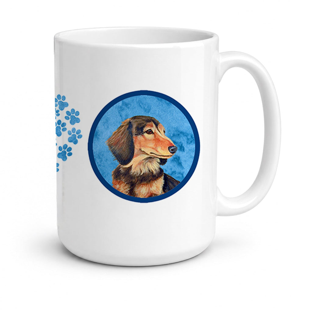 Blue Dachshund Ceramic Coffee Mug 15 oz Decorative Large C Handle Mug Cup for Tea, Cocoa Hot Chocolate
