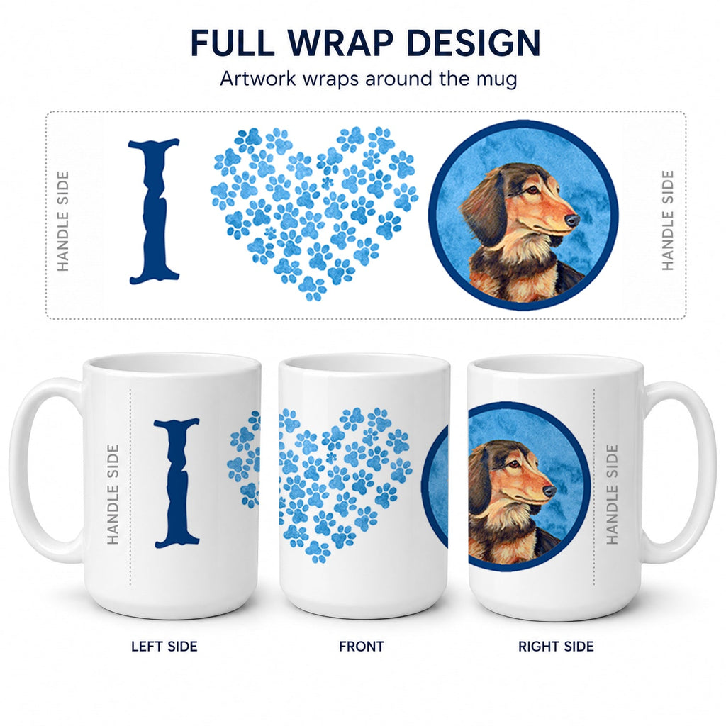 Blue Dachshund Ceramic Coffee Mug 15 oz Decorative Large C Handle Mug Cup for Tea, Cocoa Hot Chocolate