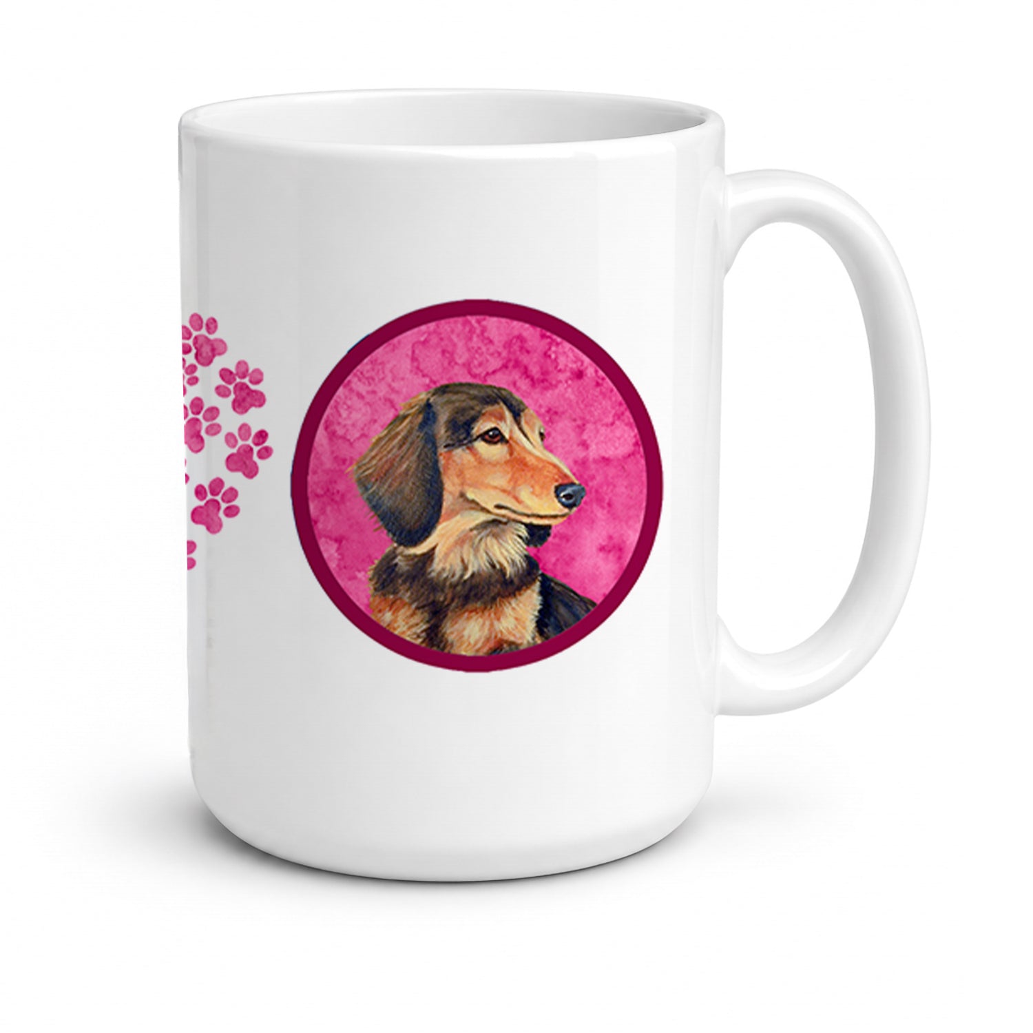 Pink Dachshund Ceramic Coffee Mug 15 oz Decorative Large C Handle Mug Cup for Tea, Cocoa Hot Chocolate