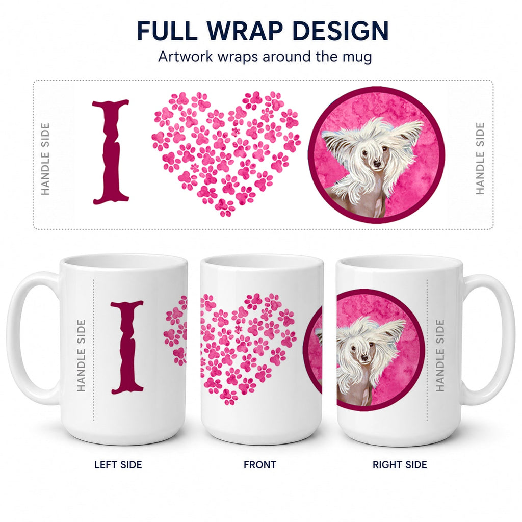 Pink Chinese Crested Ceramic Coffee Mug 15 oz Decorative Large C Handle Mug Cup for Tea, Cocoa Hot Chocolate
