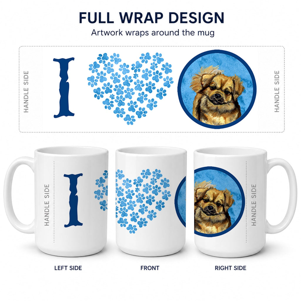 Blue Tibetan Spaniel Ceramic Coffee Mug 15 oz Decorative Large C Handle Mug Cup for Tea, Cocoa Hot Chocolate
