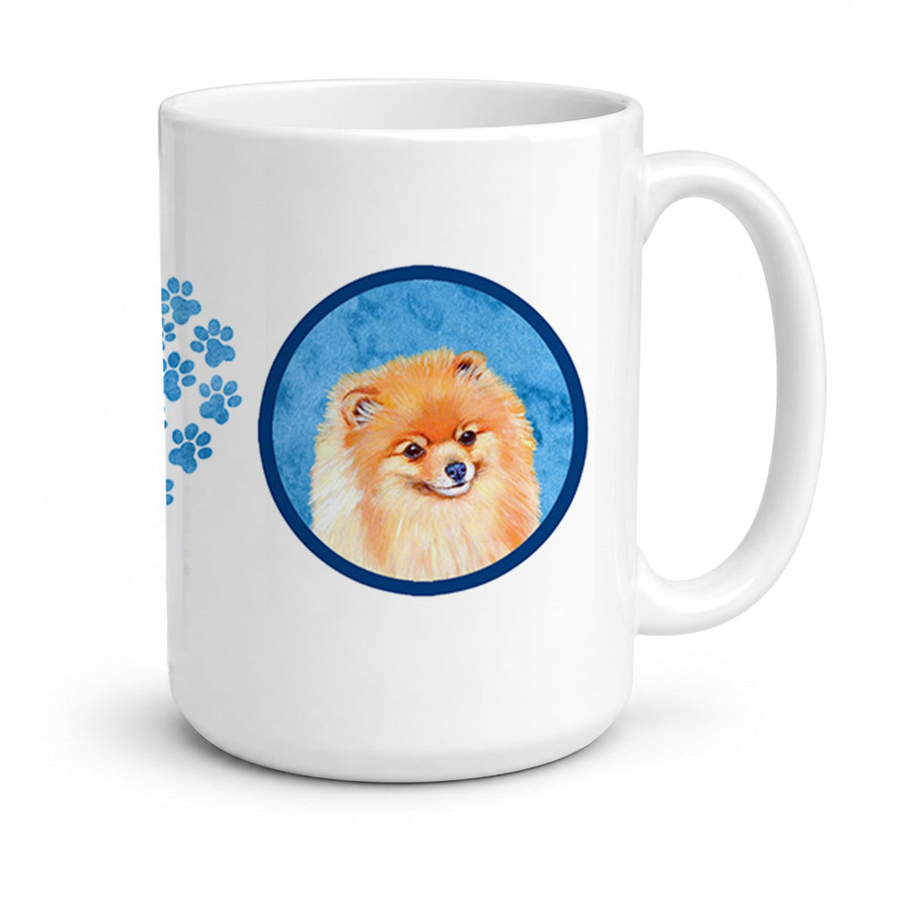 Blue Pomeranian Ceramic Coffee Mug 15 oz Decorative Large C Handle Mug Cup for Tea, Cocoa Hot Chocolate