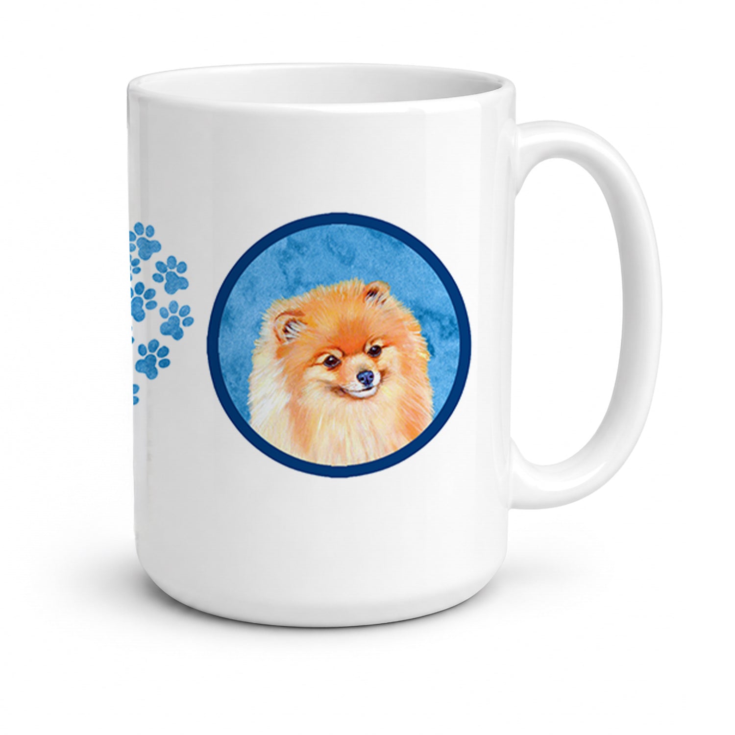 Blue Pomeranian Ceramic Coffee Mug 15 oz Decorative Large C Handle Mug Cup for Tea, Cocoa Hot Chocolate