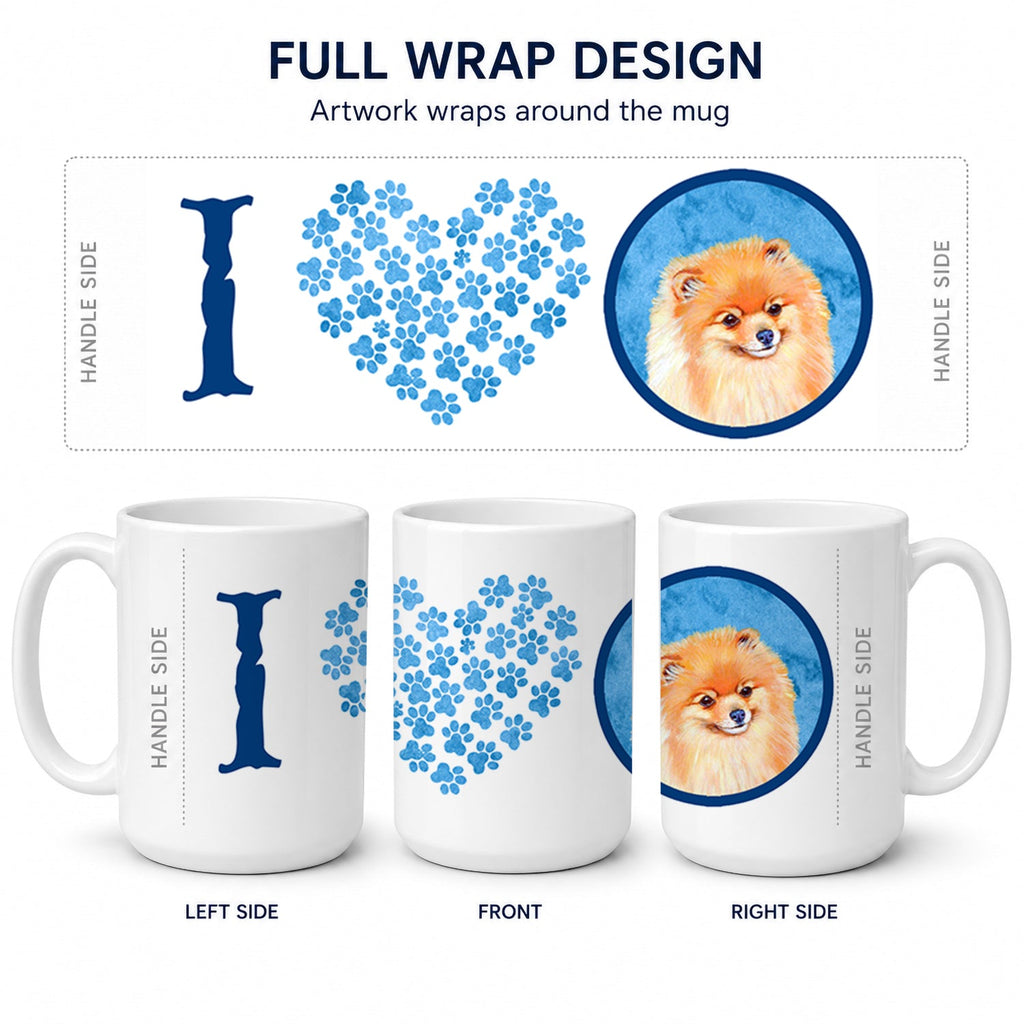 Blue Pomeranian Ceramic Coffee Mug 15 oz Decorative Large C Handle Mug Cup for Tea, Cocoa Hot Chocolate