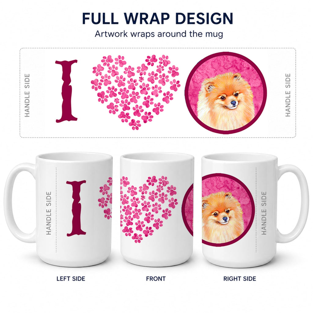 Pink Pomeranian Ceramic Coffee Mug 15 oz Decorative Large C Handle Mug Cup for Tea, Cocoa Hot Chocolate