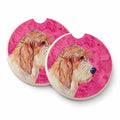 Pink Petit Basset Griffon Vendeen PBGV Set of 2 Cup Holder Car Coasters Absorbent Round Sandstone Coasters Gifts for Men or Women, 2.5, Multicolor