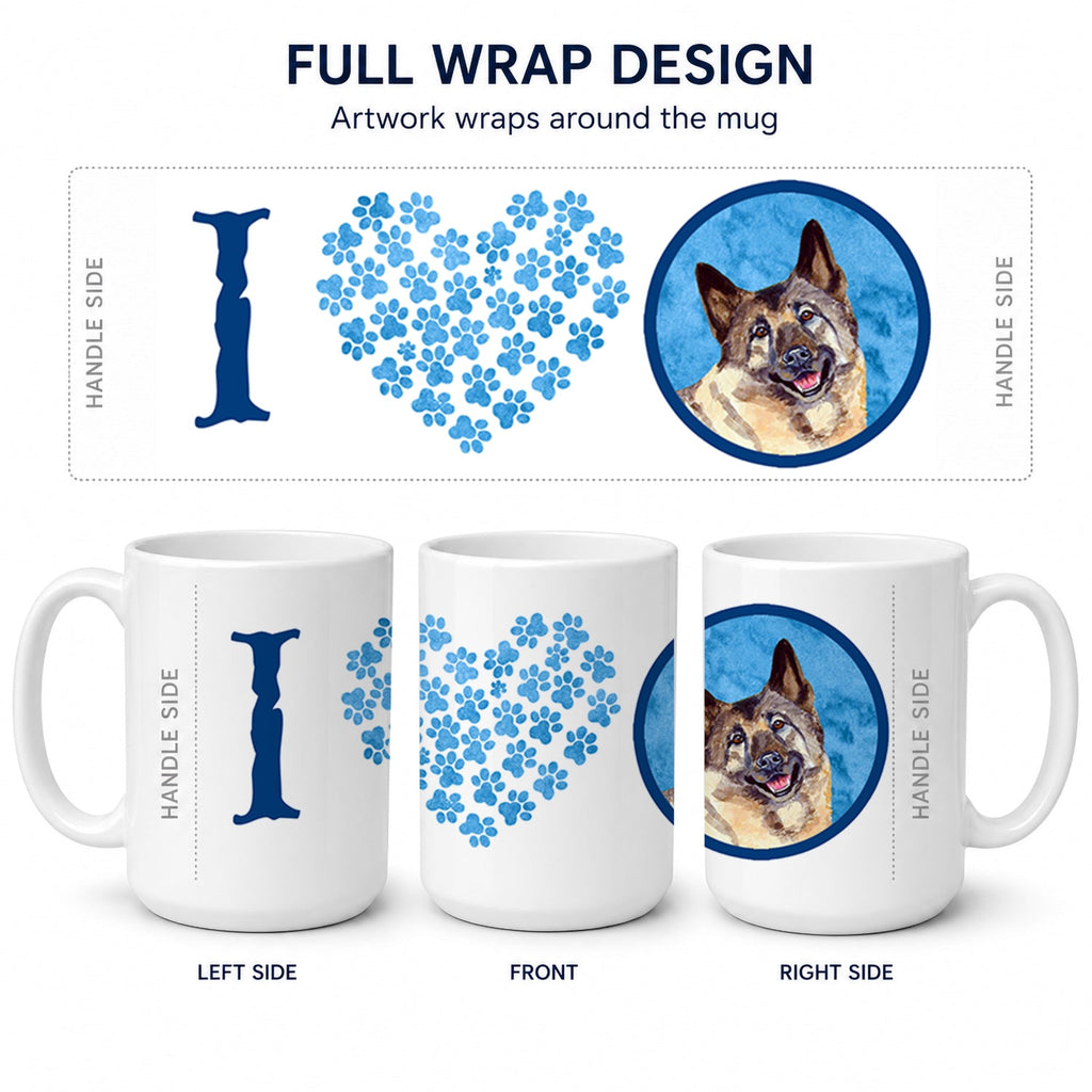 Blue Norwegian Elkhound Ceramic Coffee Mug 15 oz Decorative Large C Handle Mug Cup for Tea, Cocoa Hot Chocolate