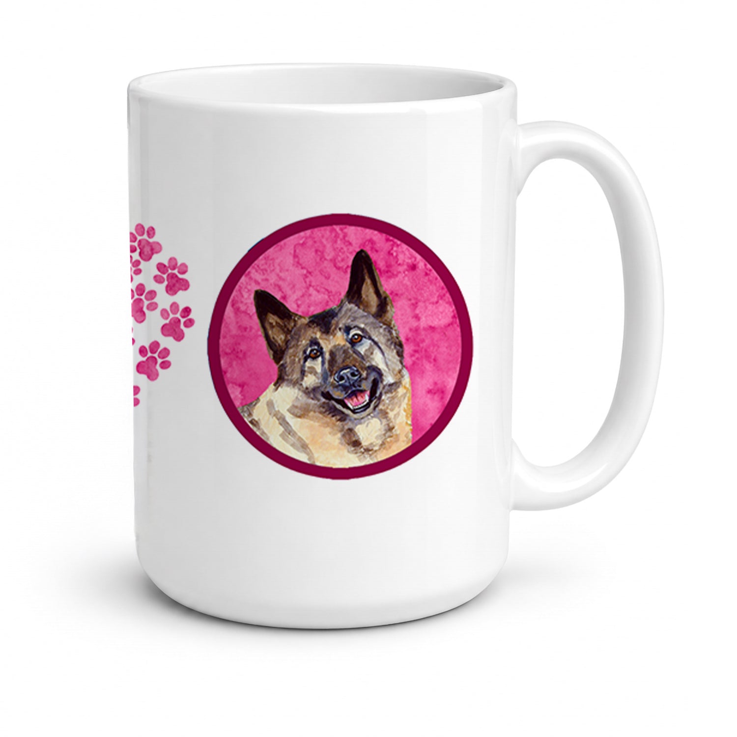 Pink Norwegian Elkhound Ceramic Coffee Mug 15 oz Decorative Large C Handle Mug Cup for Tea, Cocoa Hot Chocolate