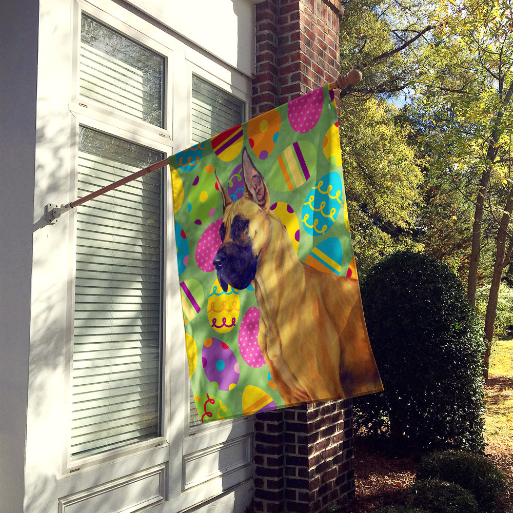 Great Dane Easter Eggtravaganza House Flag 28x40 Porch Sleeve Pole Decorative Outside Yard Banner Artwork Wall Hanging, Polyester