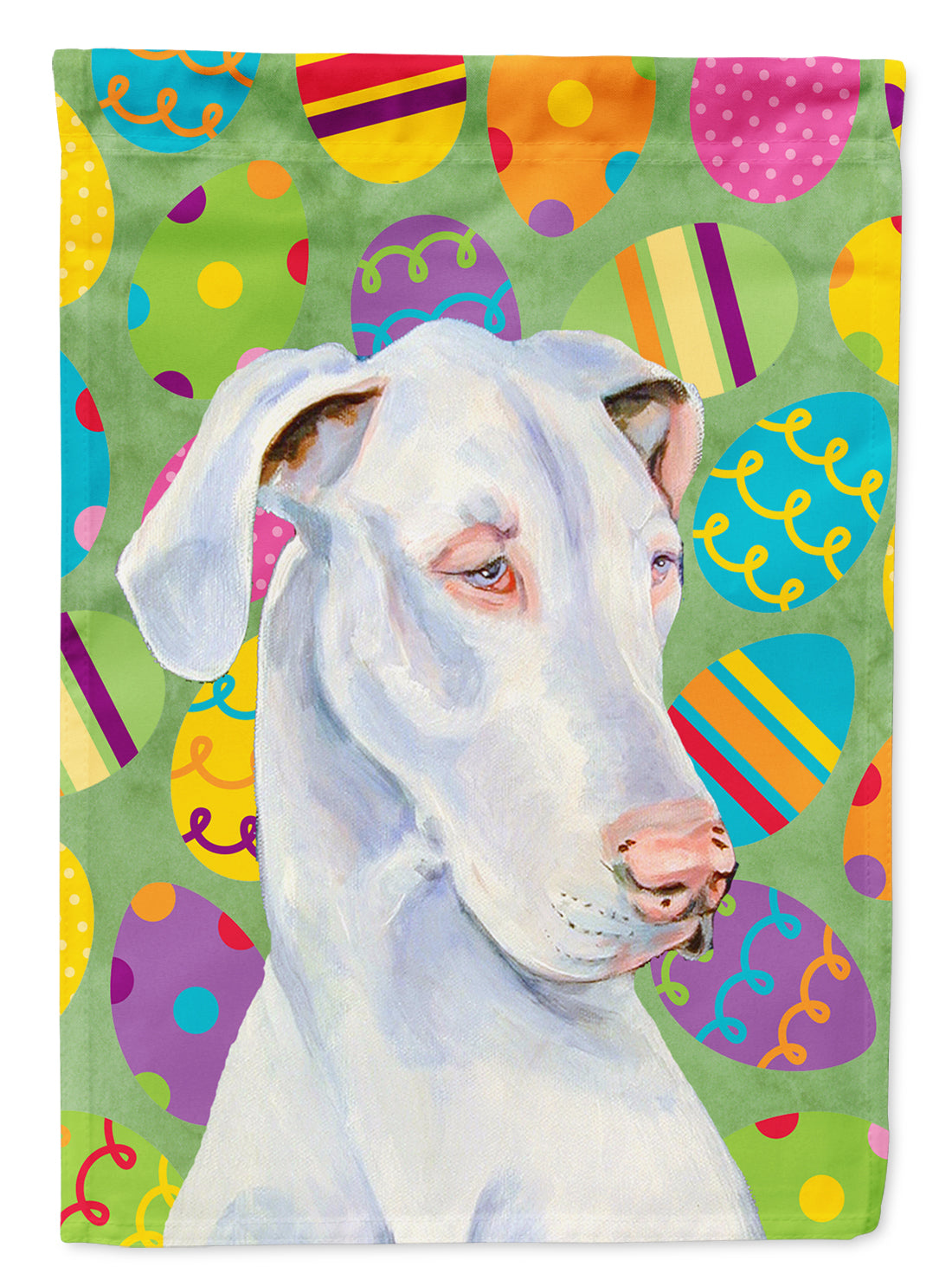 Great Dane Easter Eggtravaganza House Flag 28x40 Porch Sleeve Pole Decorative Outside Yard Banner Artwork Wall Hanging, Polyester