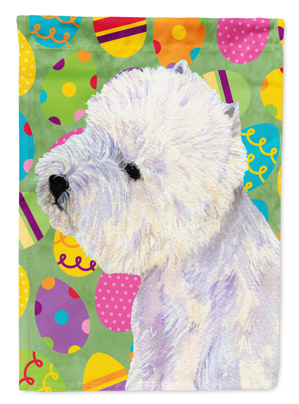 Westie Easter Eggtravaganza House Flag 28x40 Porch Sleeve Pole Decorative Outside Yard Banner Artwork Wall Hanging, Polyester