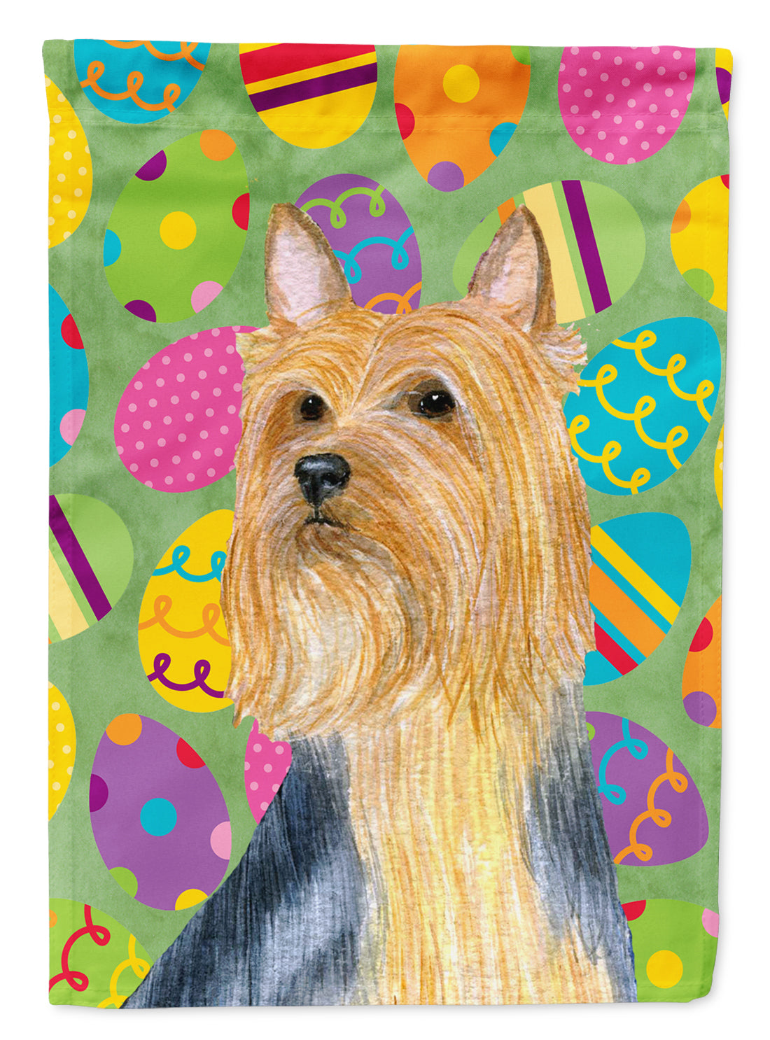 Silky Terrier Easter Eggtravaganza House Flag 28x40 Porch Sleeve Pole Decorative Outside Yard Banner Artwork Wall Hanging, Polyester