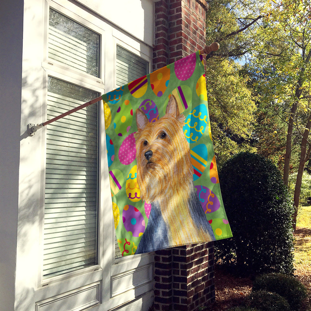 Silky Terrier Easter Eggtravaganza House Flag 28x40 Porch Sleeve Pole Decorative Outside Yard Banner Artwork Wall Hanging, Polyester
