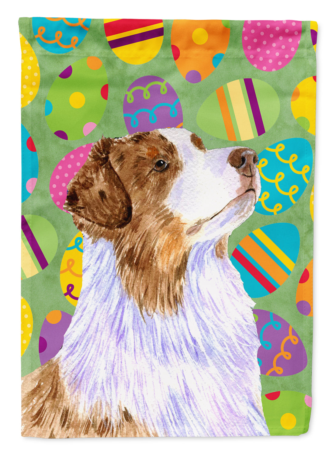 Australian Shepherd Easter Eggtravaganza House Flag 28x40 Porch Sleeve Pole Decorative Outside Yard Banner Artwork Wall Hanging, Polyester