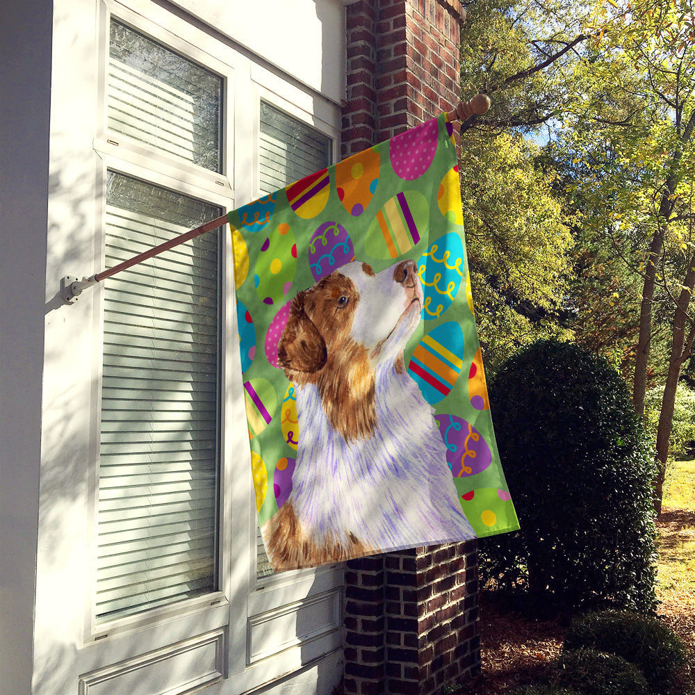 Australian Shepherd Easter Eggtravaganza House Flag 28x40 Porch Sleeve Pole Decorative Outside Yard Banner Artwork Wall Hanging, Polyester