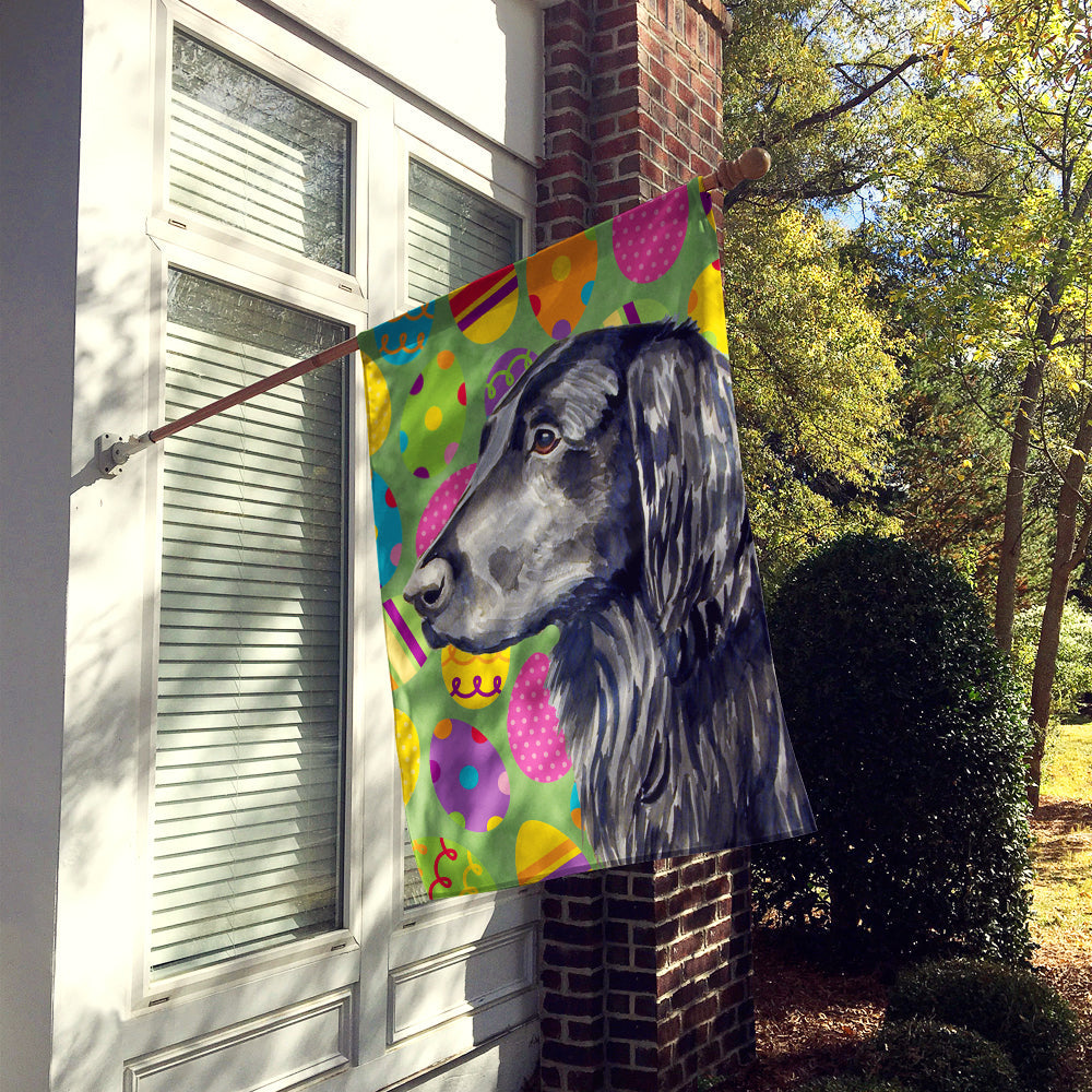 Flat Coated Retriever Easter Eggtravaganza House Flag 28x40 Porch Sleeve Pole Decorative Outside Yard Banner Artwork Wall Hanging, Polyester